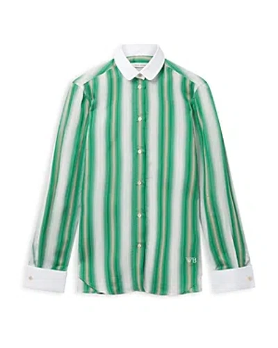 Wales Bonner Cadence Striped Shirt In Green/ivory