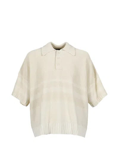 Wales Bonner Calm Knit Polo Shirt In White