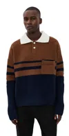 Wales Bonner Calm Striped Wool Polo Sweater In Multi