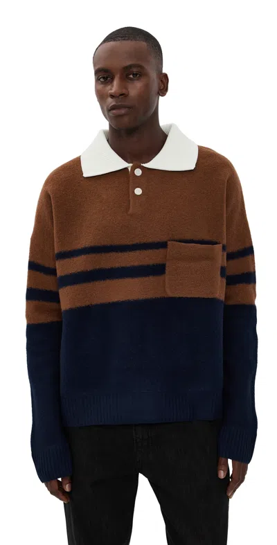 WALES BONNER CALM POLO BROWN/NAVY