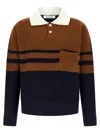 Wales Bonner Calm Striped Wool Polo Sweater In Brown