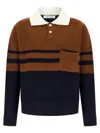 Wales Bonner Calm Striped Wool Polo Sweater In Brown
