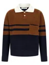 Wales Bonner Calm Striped Wool Polo Sweater In Brown