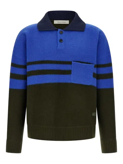 WALES BONNER CALM STRIPE-PANEL POLO SHIRT