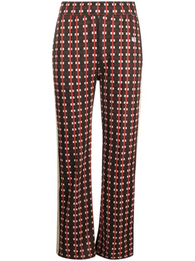 Wales Bonner Check-print Cropped Trousers In Brown