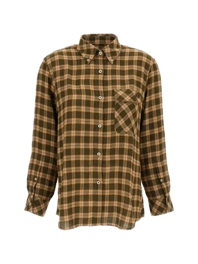 Wales Bonner Check-pattern Button-down Shirt In Brown