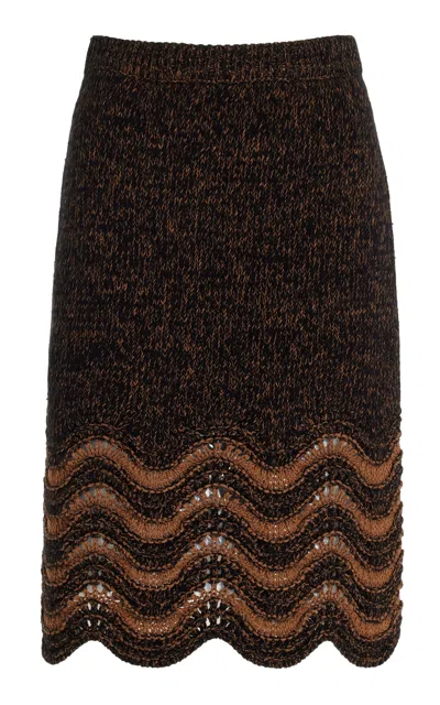 Wales Bonner Chord Knit Wool-cotton Midi Skirt In Black