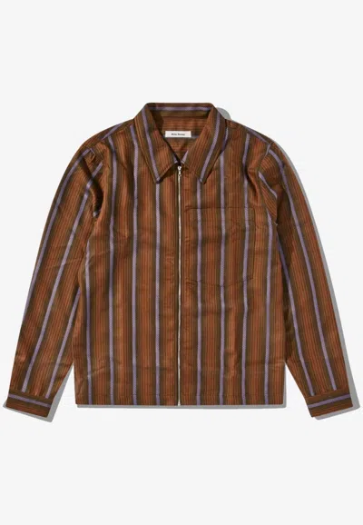 Wales Bonner Chorus Zip Shirt Brown And Blue