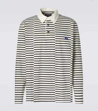 Wales Bonner City Striped Cotton Polo Shirt In White