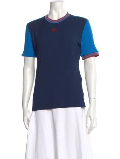 Pre-owned Wales Bonner Colorblock Pattern Crew Neck T-shirt In Blue