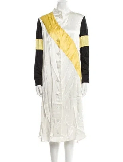 Pre-owned Wales Bonner Colorblock Pattern Midi Length Dress In White
