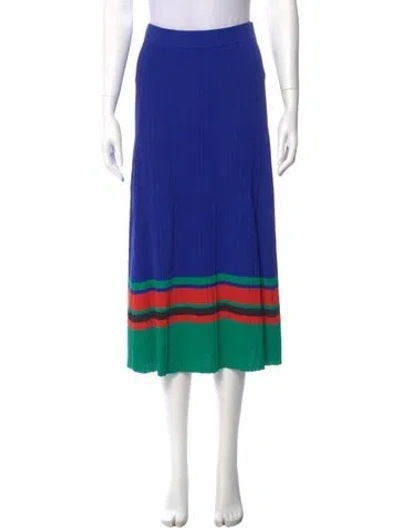 Pre-owned Wales Bonner Colorblock Pattern Midi Length Skirt In Blue
