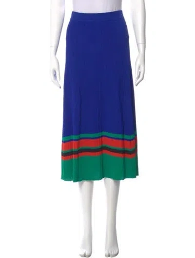 Pre-owned Wales Bonner Colorblock Pattern Midi Length Skirt In Blue