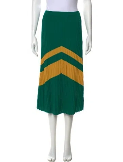 Pre-owned Wales Bonner Colorblock Pattern Midi Length Skirt In Green