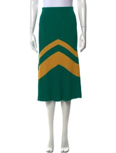 Pre-owned Wales Bonner Colorblock Pattern Midi Length Skirt In Green