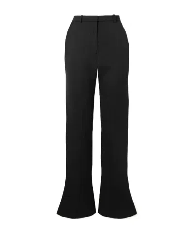 Wales Bonner Coltrane Wool And Cotton-blend Drill Flared Pants In Black