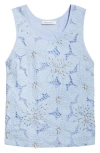 Wales Bonner Constellation Embellished Floral Lace Tank In Light Blue
