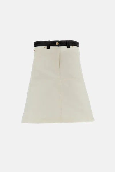 Wales Bonner Cotton Denim Skirt In White