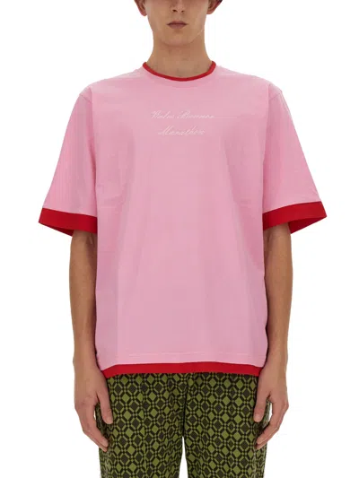 Wales Bonner Marathon Organic Cotton T-shirt In Pink
