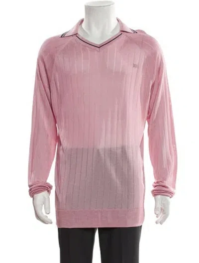 Pre-owned Wales Bonner Crew Neck Long Sleeve Polo Shirt In Pink