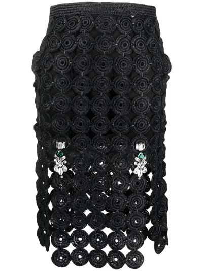 Wales Bonner Crochet-knit Skirt In Black