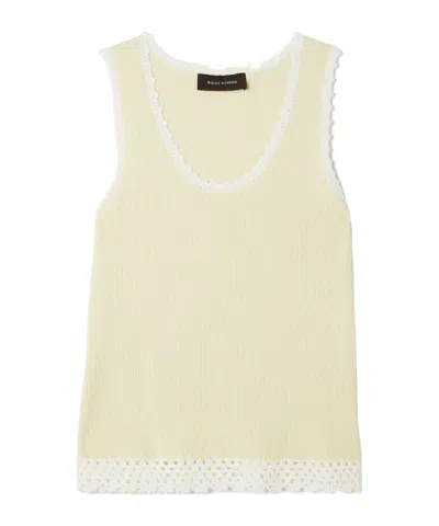 Wales Bonner Alice Crochet-trimmed Knitted Cotton-blend Tank In Neutral