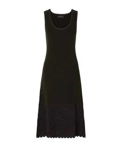 Wales Bonner Crochet-trimmed Ribbed Cotton-blend Midi Dress In Black