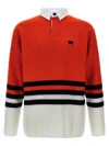 Wales Bonner 'cipher' Striped Long Sleeve Polo Shirt In Red
