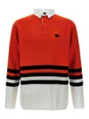 Wales Bonner 'cipher' Striped Long Sleeve Polo Shirt In Red