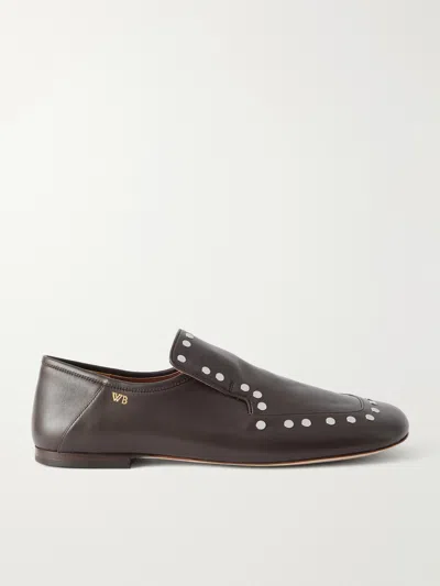 Wales Bonner Dakar Embellished Leather Loafers In Brown