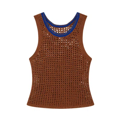 Pre-owned Wales Bonner Dance Crochet Vest 'brown' | Women's Size Xs