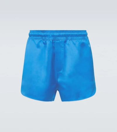 Wales Bonner Distance Satin Shorts In Blue