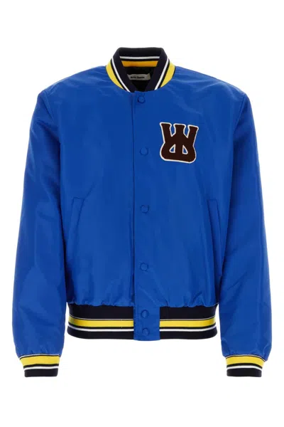 Wales Bonner Blue Nylon Bomber Jacket With Embroidered Details