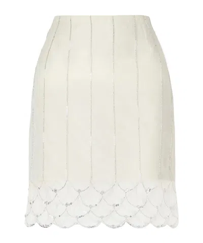 Wales Bonner Embellished Silk-organza Skirt In White