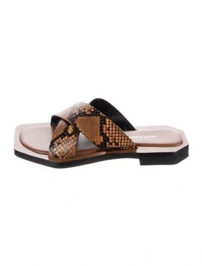 Pre-owned Wales Bonner Embossed Leather Animal Print Sandals In Brown