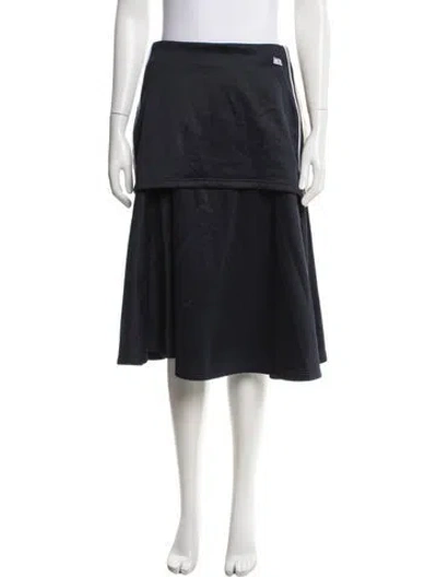 Pre-owned Wales Bonner Embroidered Accent Midi Length Skirt In Blue