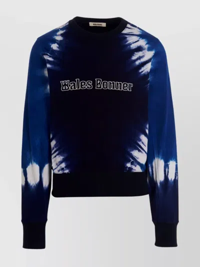 Wales Bonner Tie-dye Logo-embroidered Sweatshirt In Blue