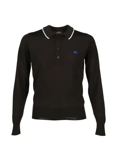 Wales Bonner Embroidered-logo Polo Sweater In Brown