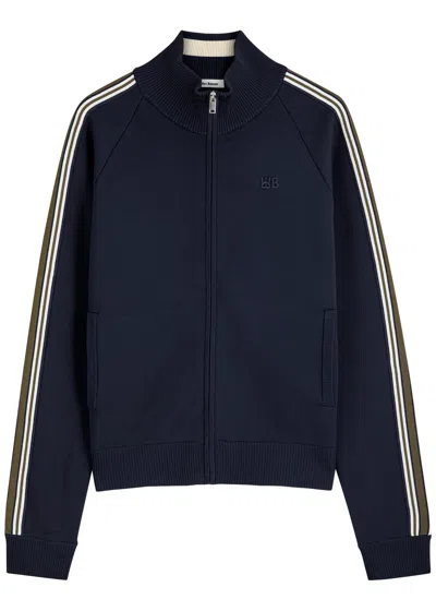 Wales Bonner Fine-knit Track Jacket In Blue