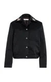 Wales Bonner Flora Embellished Satin Jacket In Black