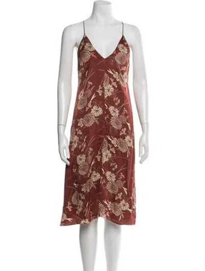 Pre-owned Wales Bonner Floral Print Midi Length Dress In Brown