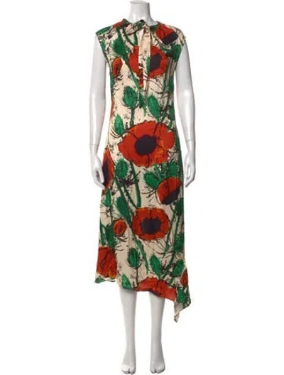 Pre-owned Wales Bonner Floral Print Midi Length Dress In Multicolor