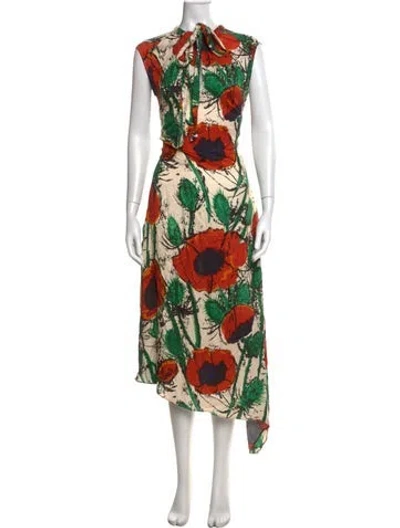 Pre-owned Wales Bonner Floral Print Midi Length Dress W/ Tags In Multi