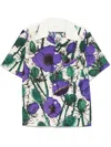 Wales Bonner Bowling Shirt With Floral Pattern And Short Sleeves In Purple