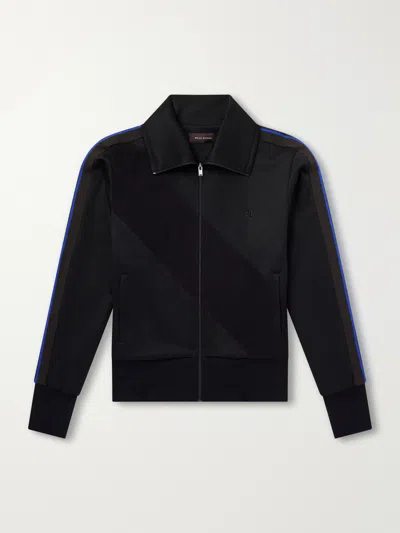 Wales Bonner Form Logo-embroidered Striped Jersey Jacket In Black