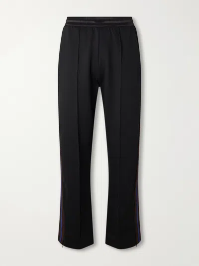 Wales Bonner Form Straight-leg Striped Jersey Sweatpants In Black
