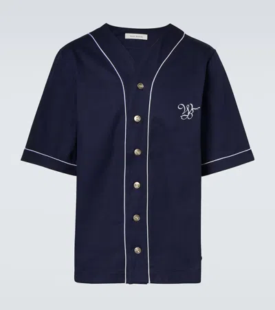 Wales Bonner Freestyle Logo Cotton Drill Shirt In Blue