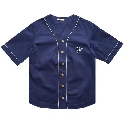 Pre-owned Wales Bonner Freestyle Shirt 'navy' | Blue | Men's Size 48