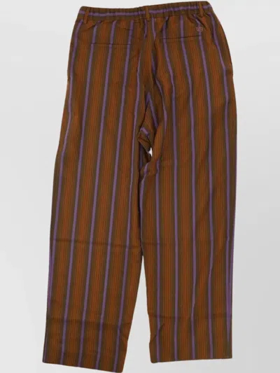 Wales Bonner Front Pleated Wide Leg Striped Trousers In Brown