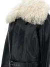 Wales Bonner Fur-collar Belted Jacket In Multi
